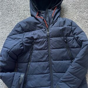 Zara Navy Puffer Jacket with Hood